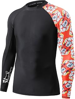 HUGE SPORTS Men's Splice UV Sun Protection UPF 50+ Skins Rash Vest Long Sleeves