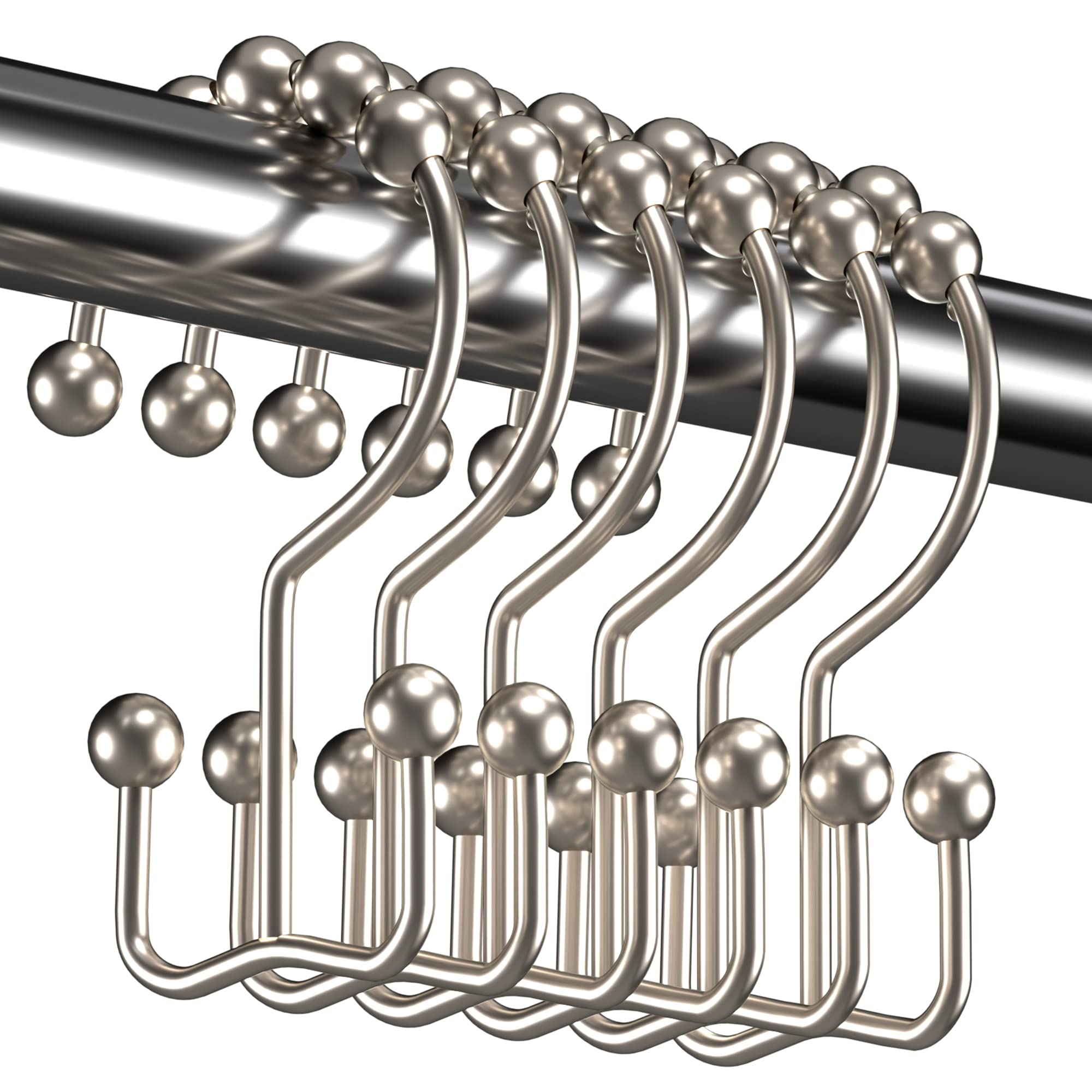 Titanker Shower Curtain Hooks Rings, Rust Resistant Metal Double Glide Shower Ho