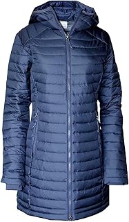 Columbia Women's White Out Mid Omni Heat Long Hooded Light Jacket Coat Puffer Plus/Regular