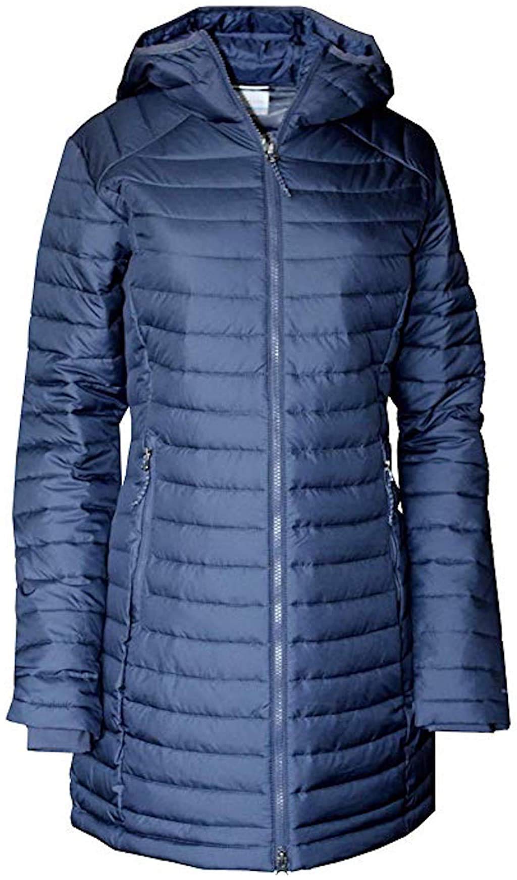 Columbia Women's White Out Mid Omni Heat Long Hooded Light Jacket Coat Puffer Pl