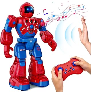 Spider Robot Toys for Kids - Gesture & Remote Control Programmable Robot | 2.4GHz RC Robots with Music & LED Eyes, Gesture Sensing Toy for 3 4 5 6 7 8 9 Year Old Boys, Christmas Birthday Gifts