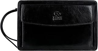 Time Resistance Leather Clutch Purse for Men - Handmade Men's Wrist Bag - Italian Leather Clutch Bag - Small Business Briefcase - Small Everyday Items Organizer - Men's Leather Handbag