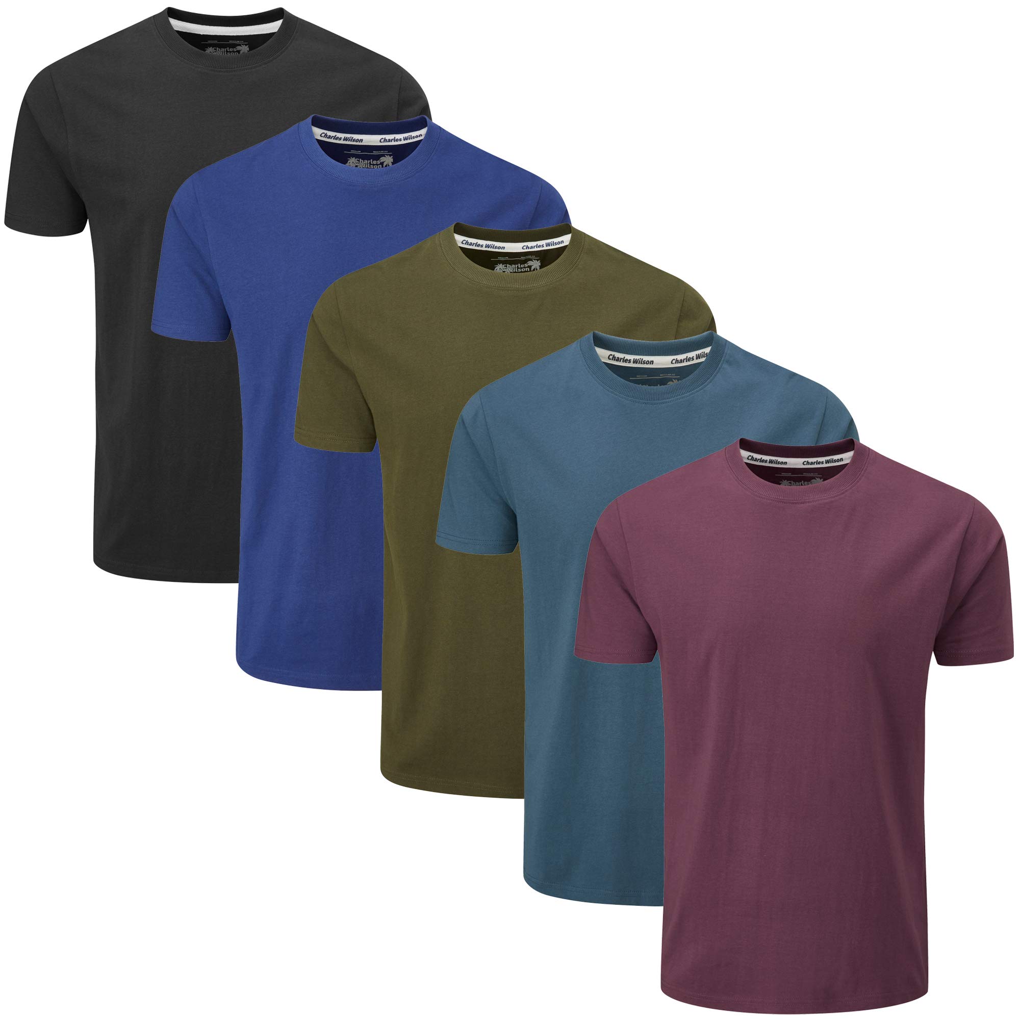Charles Wilson Pack of 5 Plain Round Neck T-Shirts