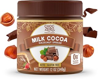 ChocZero Sugar Free Milk Chocolate Hazelnut Spread, 12 oz Jar | No Sugar Alcohols, Keto, Low Carb, High Fiber, Gluten Free, For Toast, Fruit & Baking