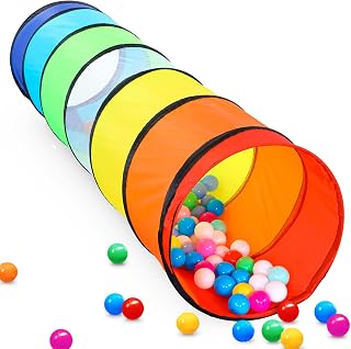 Sumbababy Tunnels for Kids to Crawl Through Pop Up Play Tunnel Rainbow | Tube Tunnel for Toddlers Infant Children or Pets with Mesh Collapsible Baby Gift for Boy Girl Toys Indoor and Outdoor Games