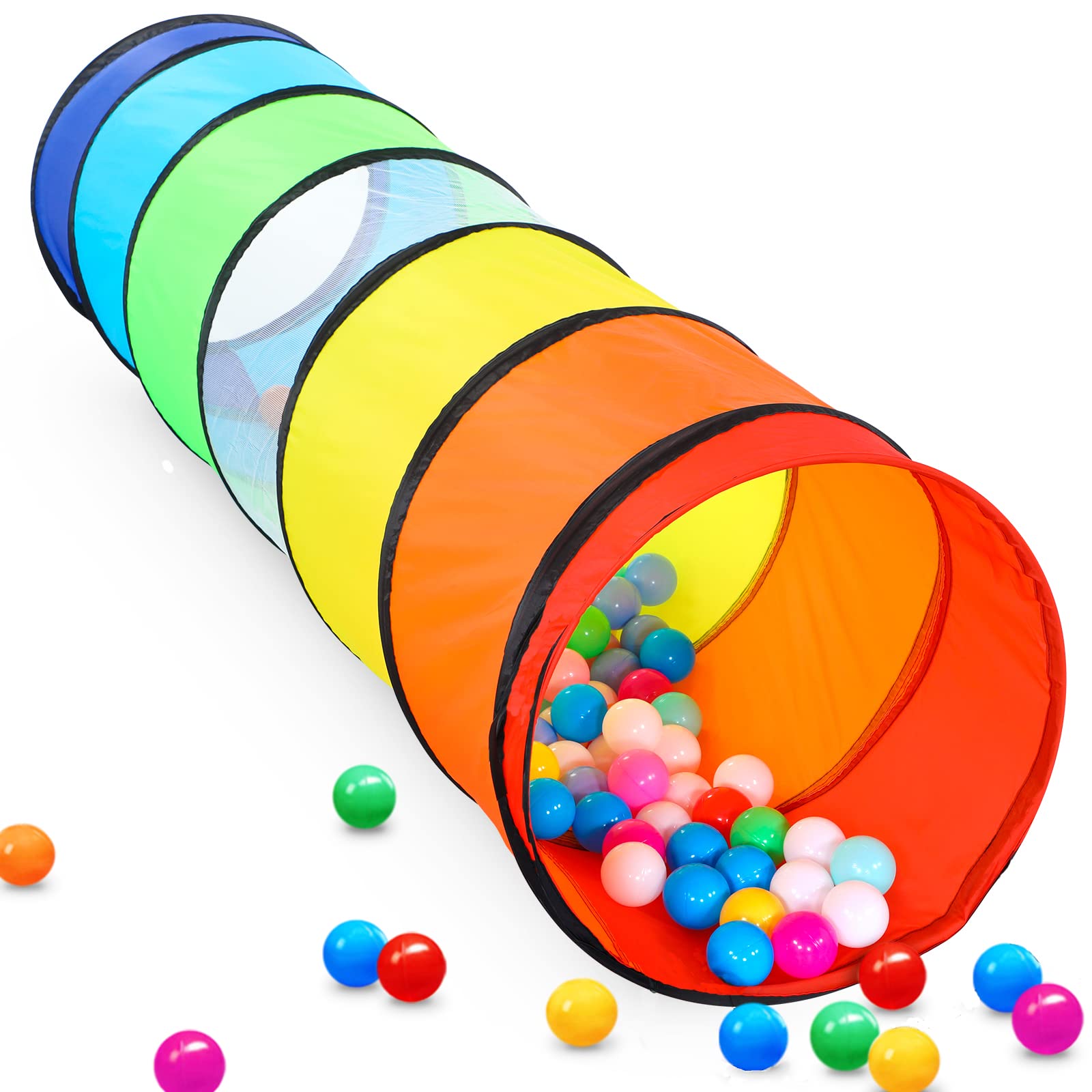 Sumbababy Tunnels for Kids to Crawl Through Pop Up Play Tunnel Rainbow | Tube Tu
