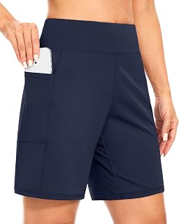 Blouty Ladies 7 Inch Bermuda Shorts with Pockets High Waist Stretch Athletic Casual Wear