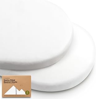 2pk Organic Baby Bassinet Sheets Boys, Girls, Fitted Sheet (Soft White) | 100% Cotton Bassinet Mattress Sheets, Compatible with Halo Bassinest Swivel Sleeper, Graco, Baby Delight, Universal Fitted