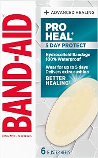 BAND-AID Brand Pro Heal 5 Day Protect Hydrocolloid Blister Bandages, 6 Ct | 100% Waterproof, Advanced Healing for Wound Care, Extra Cushion for Blister Protection, Less Scarring vs. Uncovered Wound