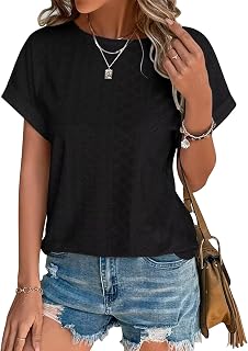 Bliwov Women's Summer Short Sleeve Embroidery Eyelet Blouses