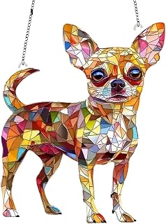 Colorful Dogs Acrylic Suncatcher Ornament, Chihuahua Decor, Window Hanging