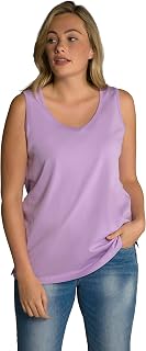 Ulla Popken Women's Plus Size V Top, Slim Fit, Slit 724584