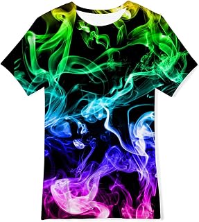 SFreeBo Boys T Shirts 3D Printed Funny Kids Tshirt Summer Short Sleeves Boys T-Shirts Crewneck Casual Tops Home School Daily Party for Childrens 6-14 Years