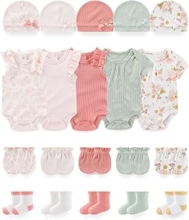 Baby Short Sleeve Bodysuits and Accessories Set Cotton Baby Clothes