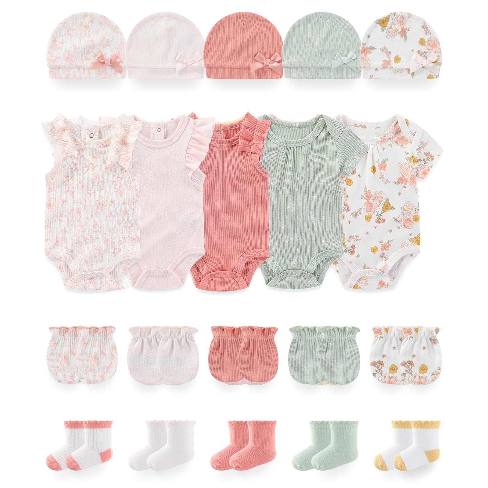 Baby Short Sleeve Bodysuits and Accessories Set Cotton Baby Clothes