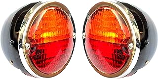 Bajato 2 X Round Vintage Tractor Rear Tail Lamp Light 12v with Licence Plate Window with Bulb - 11000803 (set of 2)