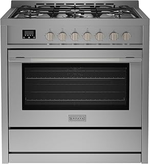 Empava 36 Gas Range, 18K BTU Triple Ring Burner, 4.3 Cu.Ft Convection Oven | Freestanding & Slide-in Stove, Anti-Tip Safety, CSA Certified, Stainless Steel