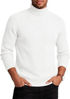 Cavva Men's Turtleneck Sweater Plain Casual Basic Long Sleeve Winter Thermal Sweater