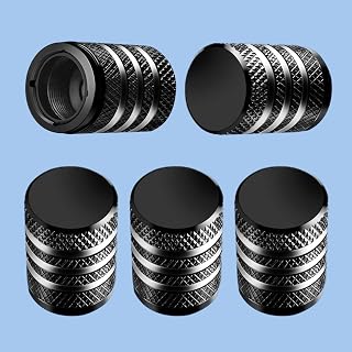 Car Tire Valve Caps, Round Shape, 5 Pieces Dustproof Tire Cap Accessories, Universal for Cars, SUVs, Bicycles, Trucks and Motorcycles, Black
