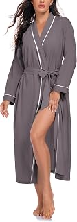 EA'S SECRET 100% Cotton Robes for Women Lightweight Long Kimono Bathrobe Soft Ladies Loungewear with Pockets