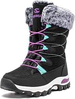 HOBIBEAR Kids Winter Snow Boots Waterproof Warm Faux Fur Lined Snow Boots