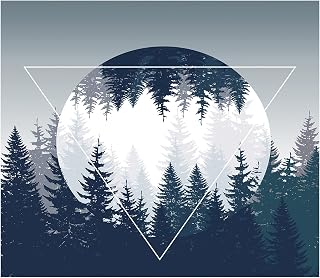 Large Forest Moon Inverted Triangle Tapestry for Hanging on Bedroom Living Room Boho Wall Decoration