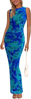 PRETTYGARDEN Wedding Dresses for Women 2025 Summer Spring Floral Bodycon Sleeveless Mesh Maxi Long Dress