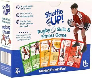 Shuffle Up Rugby Games - Family Games with 70+ Fun & Active Fitness Workout Cards, Rugby Training Equipment Aid, Rugby Gifts for Boys & Girls