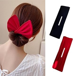 Generic Reusable Hair Ban Maker Tool for Quick French Twist and Elegant Up Styles - Flexible Donut Bun Shapers (2 Mixed Black + 1 Red), 1 Piece