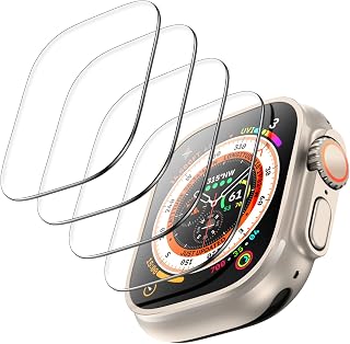 TOCOL 4 Pack Screen Protector for Apple Watch Ultra 4/3/2/1 49mm | Tempered Glass Film, 10X Military-Grade Shockproof, Easy Installation, Anti-Scratch, High Definition Clear, Touch Sensitive