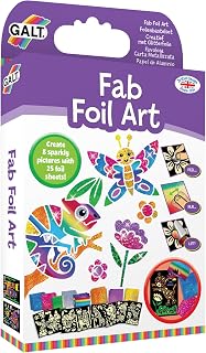 Galt Fab Foil Art, Kids Craft Kit, Peel & Press Set with 8 Animal Pictures | 25 Colourful Sparkly Sheets & Guide – Mess-Free Creative Craft Kits for Children - Fun Activity for Girls & Boys Ages 6 Plus