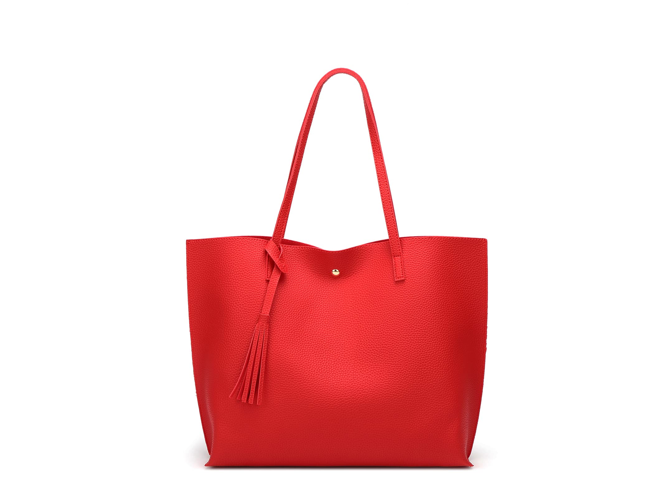 Dreubea Women's Soft Faux Leather Tote Shoulder Bag from, Big Capacity Tassel Ha