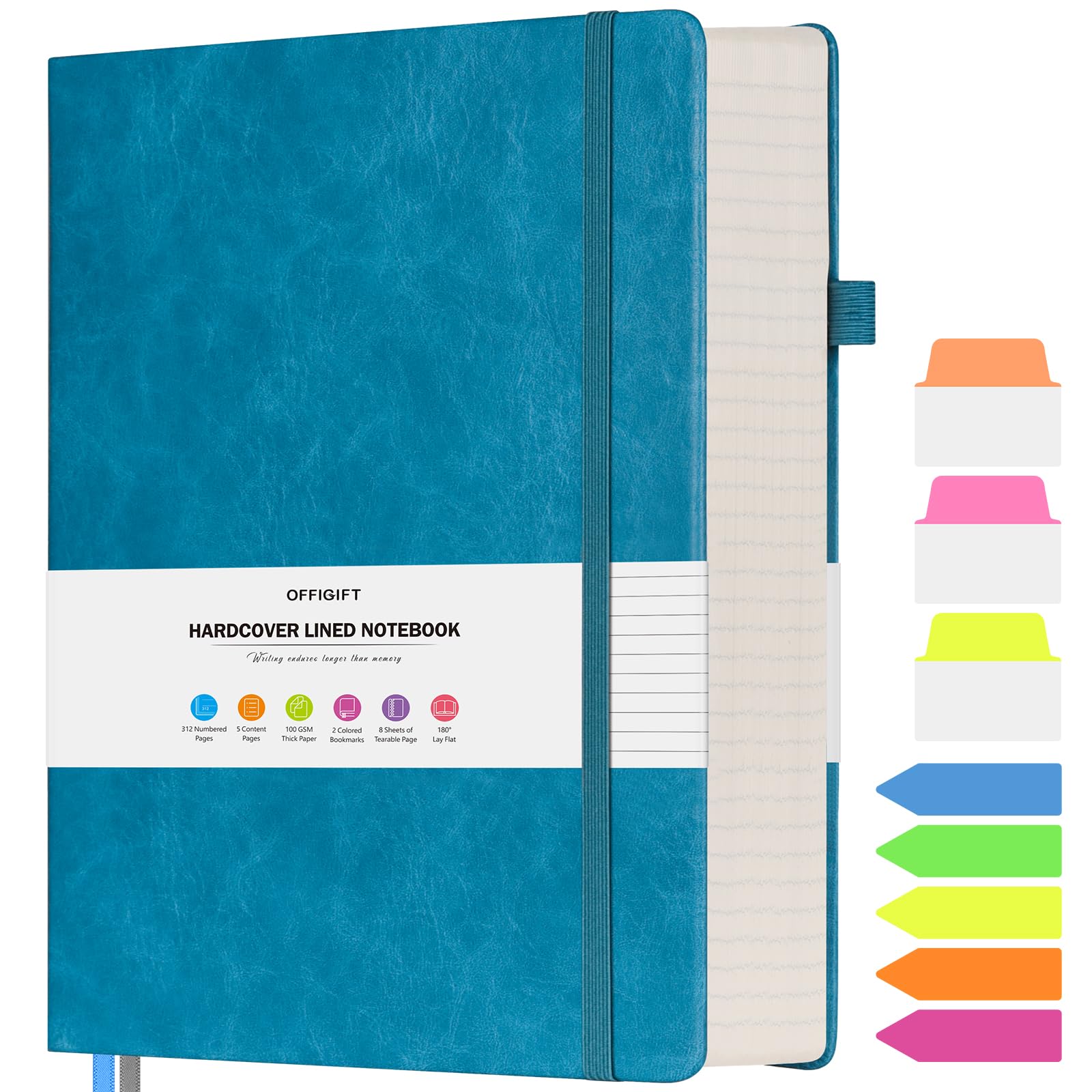 Large A4 Leather Notebook Hardback Lined Notebook 312 Numbered Pages 100gsm Pape