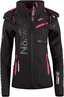 Geographical Norway Reine Lady – Women's Waterproof Softshell Jacket – Outdoor Hooded Jacket – Windproof Resistant Winter Jacket – Outdoor Activities Hiking