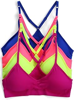 Kalon Women's 4 Pack Racerback Sports Bralette Seamless Comfort Bra