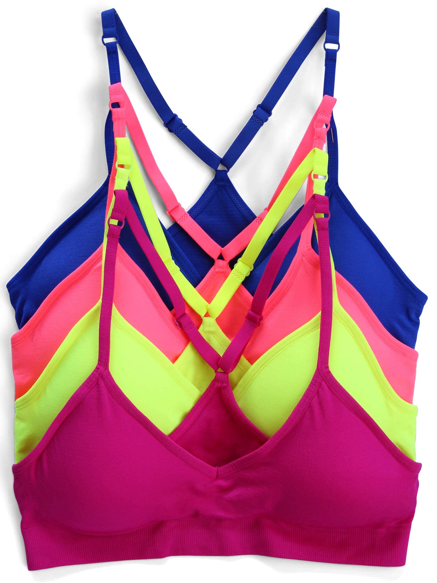 Kalon Women's 4 Pack Racerback Sports Bralette Seamless Comfort Bra