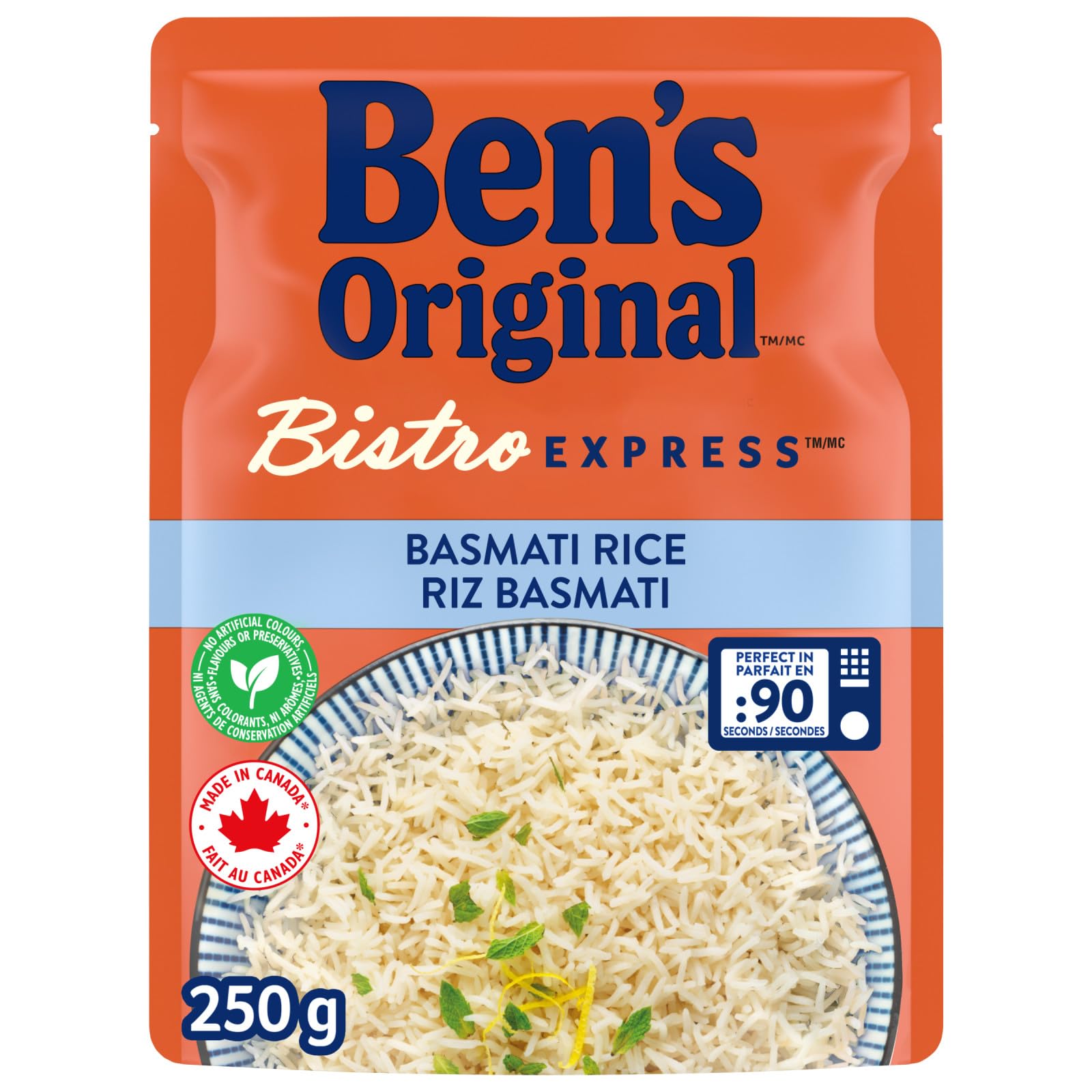 BEN'S ORIGINAL BISTRO EXPRESS Basmati Rice, Long Grain Rice Side Dish, 250g Pouc