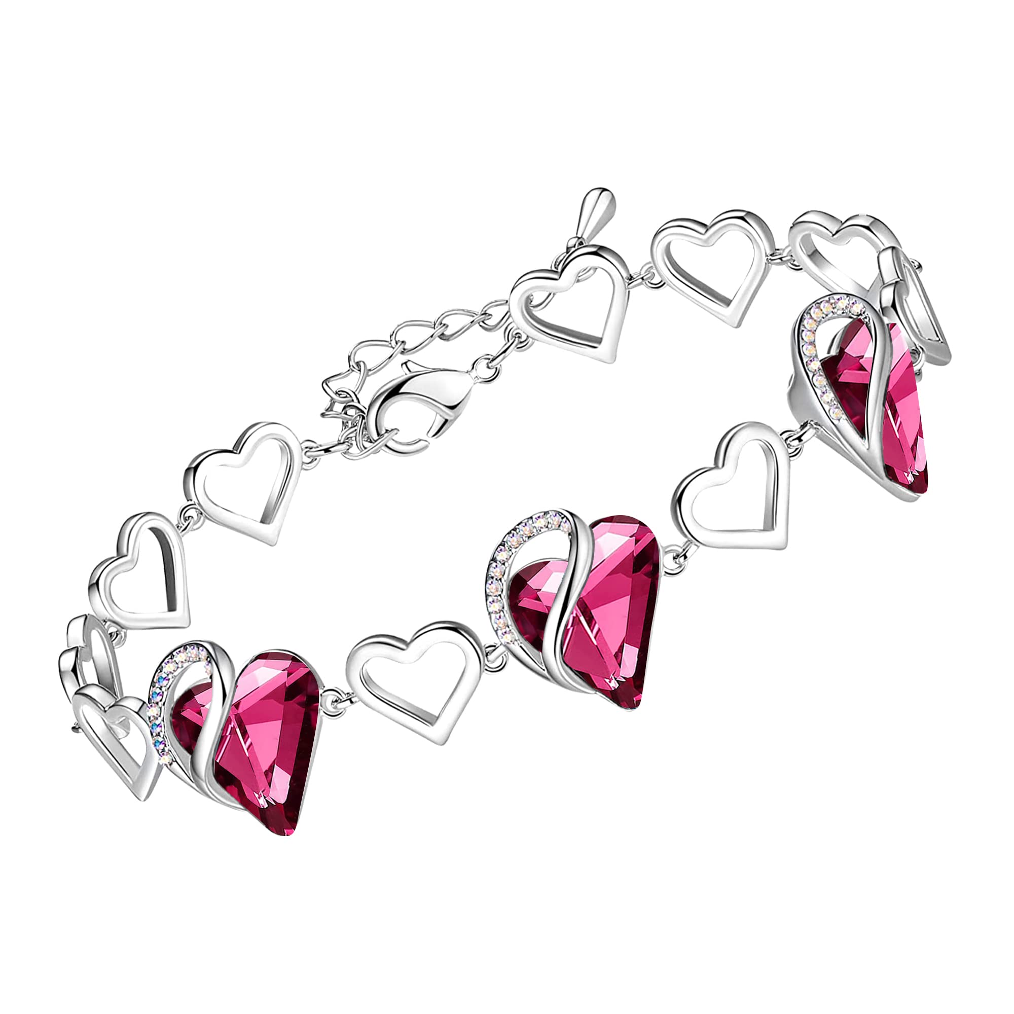 Leafael Infinity Love Heart Gift Bracelet for Women, Birthstone or Healing Stone