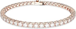 Swarovski Matrix Tennis Bracelet, Round Cut Crystals, Pink, Blue, Black, Clear, Rhodium, Gold-Tone and Rose Gold-Tone Finishes