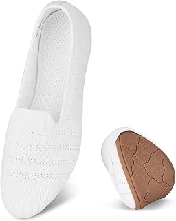 Puxowe Women's Ballerina Slip On Knitted Dress Flat Shoes Pumps Comfortable
