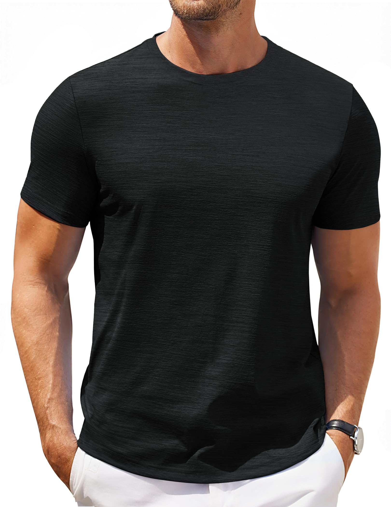 COOFANDY Camiseta clásica de manga corta para hombre, cuello redondo, informal, 
