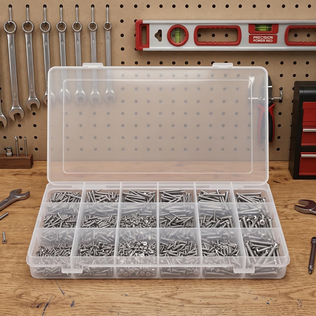 High Hardness Wood Screws Assortment Kit, 1070 Pcs, Phillips Drive Flat Head, Wo