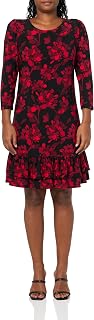 Tommy Hilfiger Women's Shift Jersey Long Sleeve Round Neck Dress