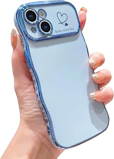 IDweel Luxury Cute Durable for iPhone 15 Plus Case for Women, Peace Blue
