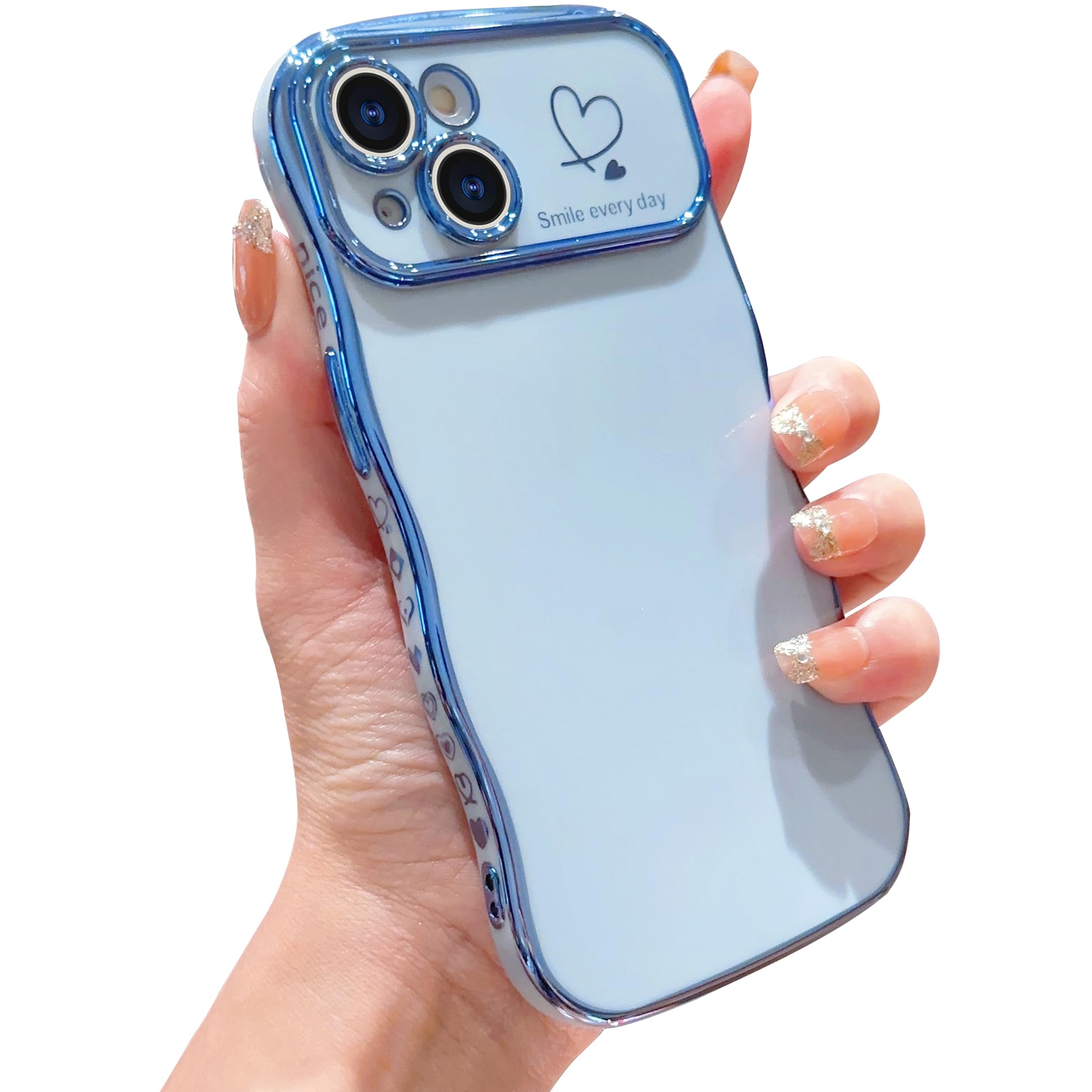 IDweel Luxury Cute Durable for iPhone 15 Plus Case for Women, Peace Blue