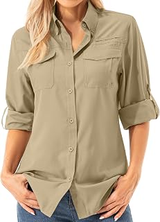 Women's Shirt Blouse UV Shirt UPF 50+ Safari Clothing Hiking Blouse Women's Outdoor Cooling Quick Dry Sun Protection Long Sleeve Airy Shirt