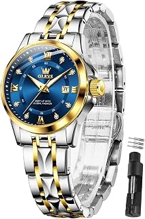 OLEVS Ladies Watch Two Tone Watches for Women Date Dress Watches for Small Wrists Luxury Easy Read Ladies Waterproof Watch Blue/Black/Gold/Silver Dial Reloj