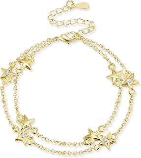 ALEXCRAFT 925 Silver Bracelet for Women and Girls, Bracelet with Heart, Pearl, Star, Moon, Bracelets with Adjustable Zircon , Jewelry Gifts for Women Girls Mother