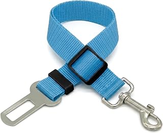Adjustable Dog Safety Belt Durable Nylon Travel Pet Safety Belt with Light Blue Clip