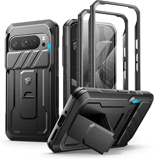 Dexnor for Google Pixel 9 Pro Case with Slide Camera Cover & Built-in Screen Protector & Heavy-Duty Kickstand,Full-Body Protective Cover Rugged Bumper Cases for Pixel 9 Pro,Black(2024)